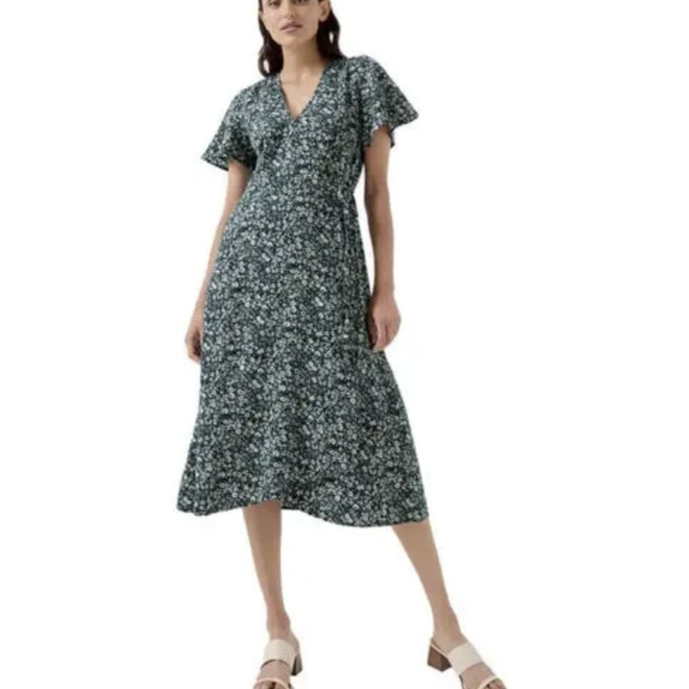 PACT  organic cafe crepe wrap dress - celestial prairie floral - XL